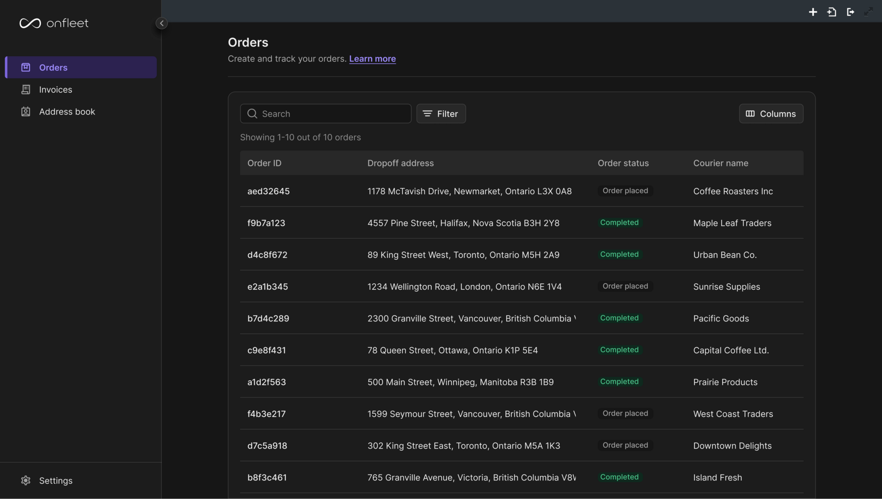 Order Entry & Live Tracking