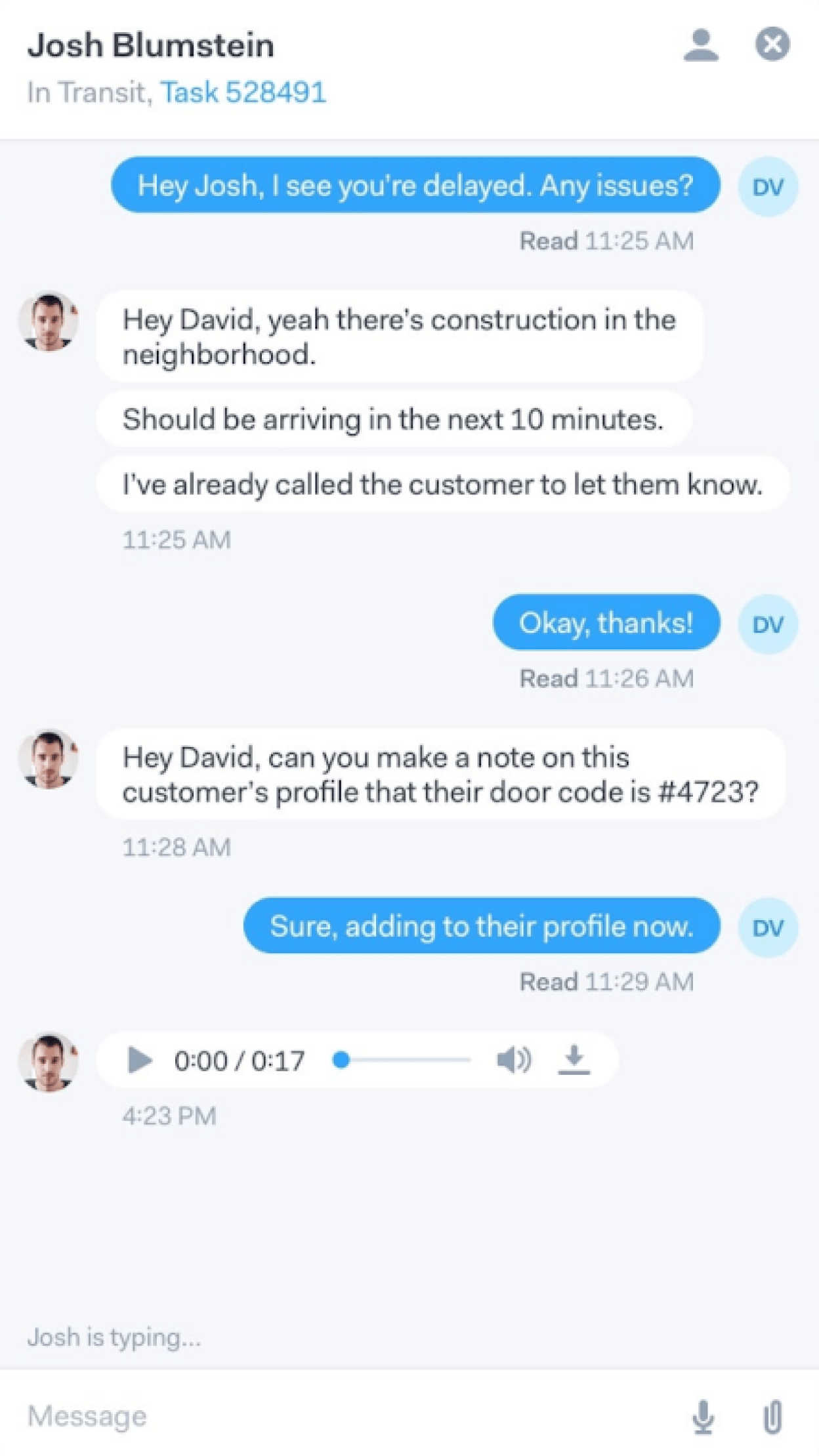 Simple and secure in-app communication